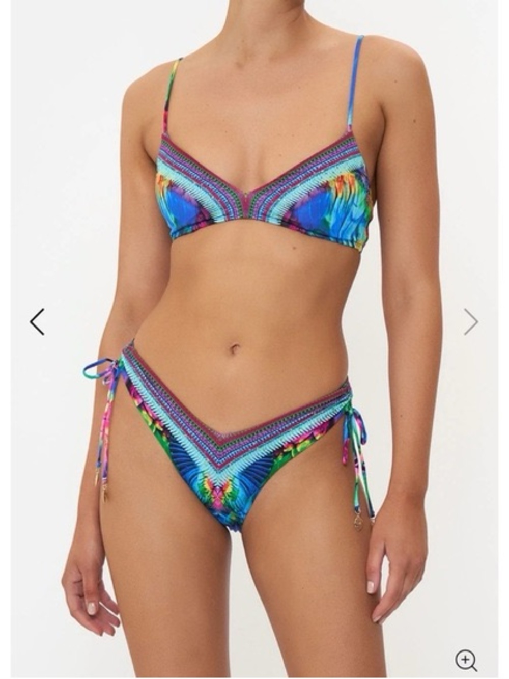 Camilla "Age Of Asteria" Rouched-Back Crop Bikini Top, Multi -